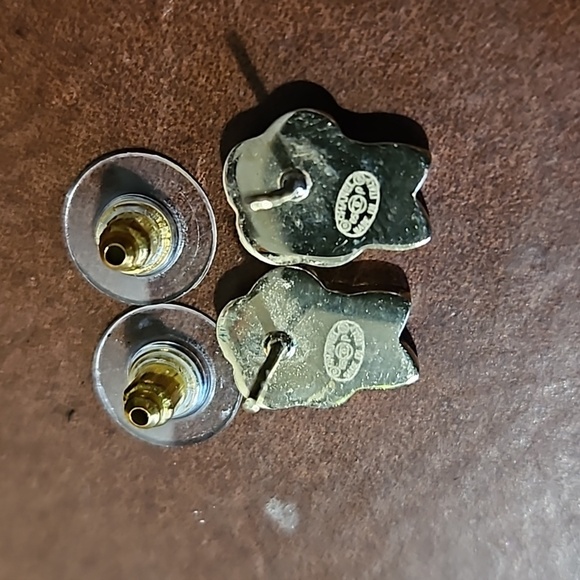 Chanel Camellia Pierced Earrings Gold Red Pink 05P - Picture 3 of 4